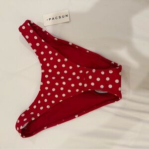 PacSun Red and White Polka Dot Bikini Bottom